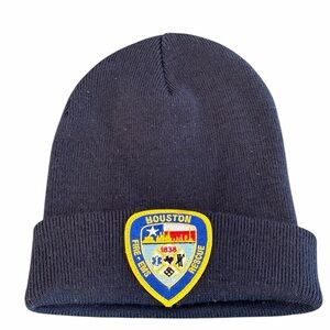 Houston Texas Fire EMS Rescue Navy Blue Patch Cuff Beanie Hat First Responders